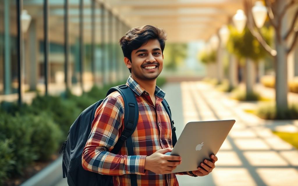 Student on campus funded by a Dhaniti education loan