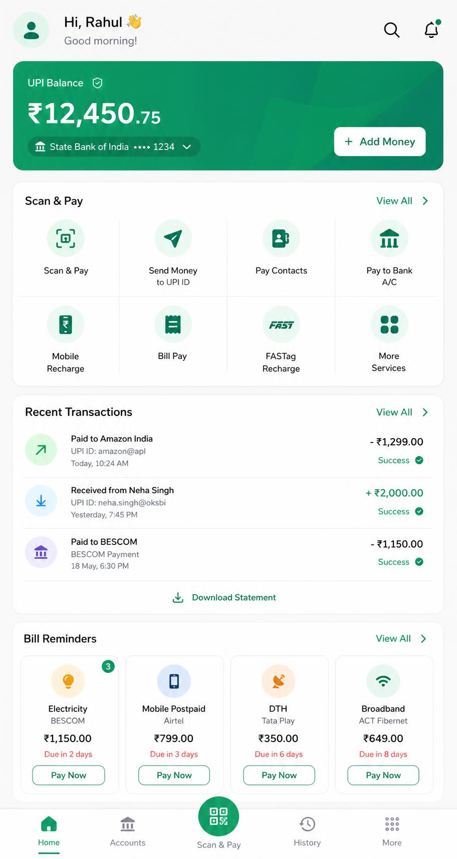 Dhaniti bill payments app screen